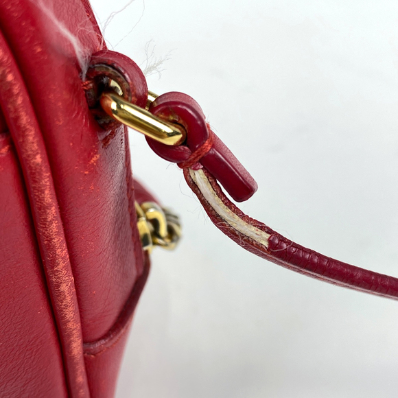 Yves Saint Laurent Blogger Shoulder Bag Logo Fringe Tassel Red - Picture 5 of 7